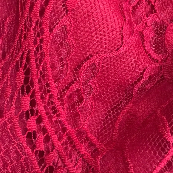Off-The-Shoulder Red Lace Dress - Picture 2 of 3